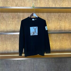 🚩steal Burberry Black Crewneck Sweatshirt with Deer Patch